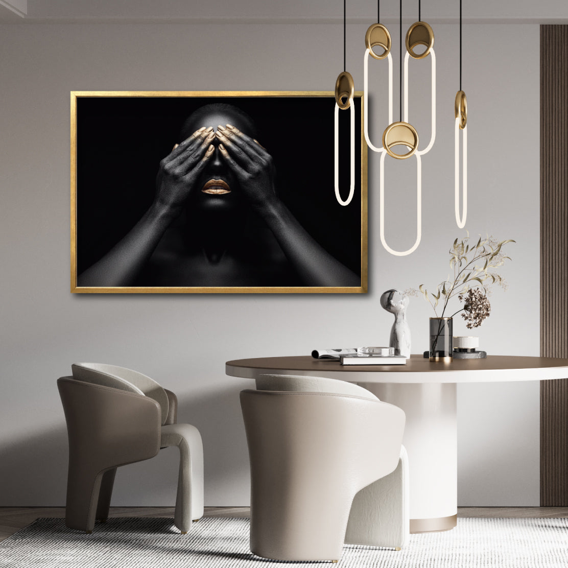 Cuadro Decorativo Black Woman 010 - - Mujer Negra Africana con Dorado