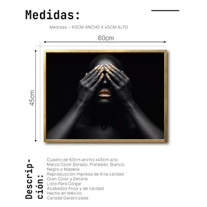 Cuadro Decorativo Black Woman 010 - - Mujer Negra Africana con Dorado