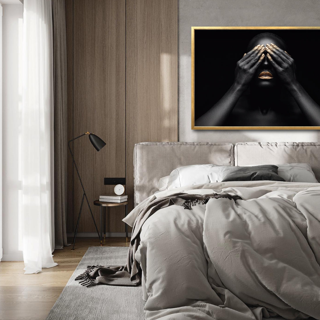 Cuadro Decorativo Black Woman 010 - - Mujer Negra Africana con Dorado