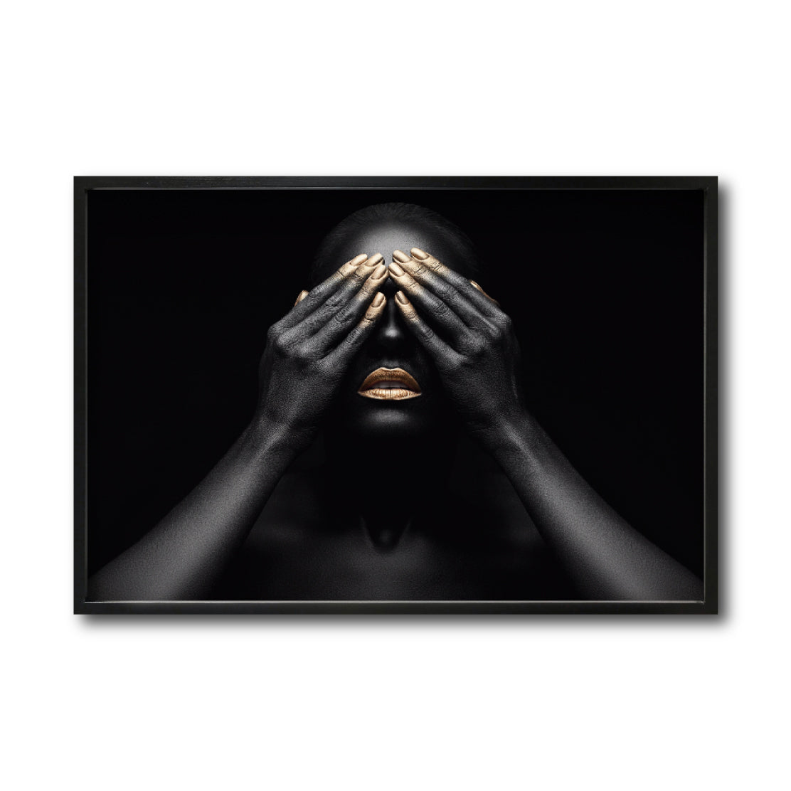 Cuadro Decorativo Black Woman 010 - - Mujer Negra Africana con Dorado