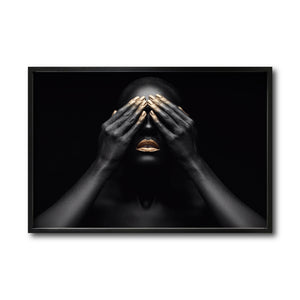 Cuadro Decorativo Black Woman 010 - - Mujer Negra Africana con Dorado