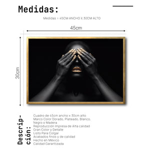 Cuadro Decorativo Black Woman 010 - - Mujer Negra Africana con Dorado