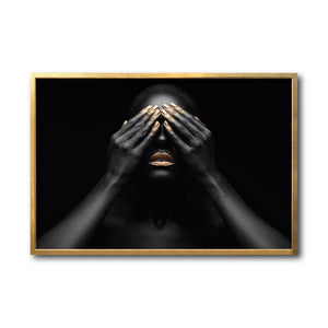 Cuadro Decorativo Black Woman 010 - - Mujer Negra Africana con Dorado