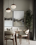 Cargar imagen en el visor de la galería, Set Cuadros Decorativos Abstracto Negro Arena 2 - 238 - Diptico Moderno y Elegante Arte Estilo Nordico Tonos Neutros
