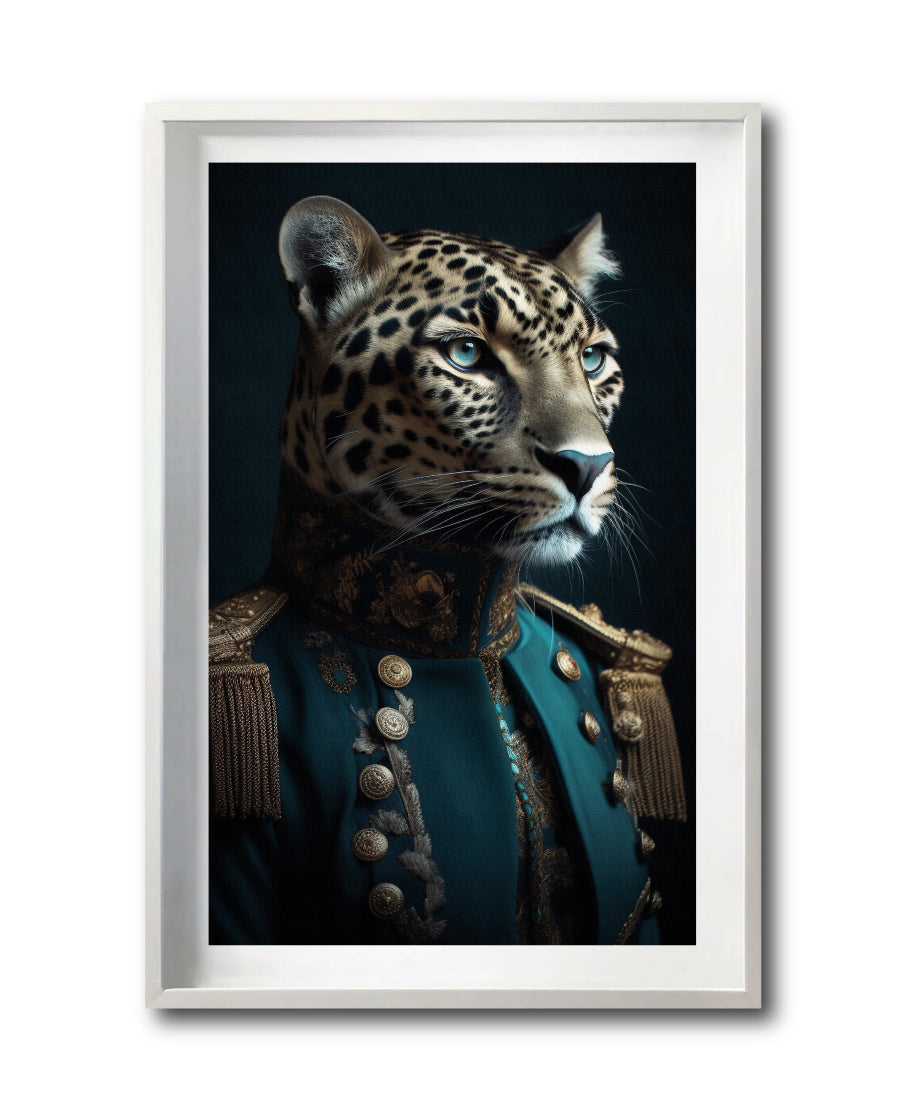 Cuadro Decorativo Animales Época 010 - Caballero Leopardo Vintage