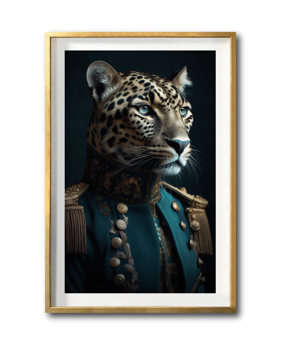 Cuadro Decorativo Animales Época 010 - Caballero Leopardo Vintage