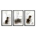 Cargar imagen en el visor de la galería, Set Cuadros Decorativos Abstracto Negro Arena 010 para Sala
