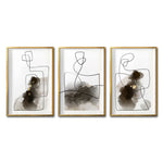 Cargar imagen en el visor de la galería, Set Cuadros Decorativos Abstracto Negro Arena 010 para Sala
