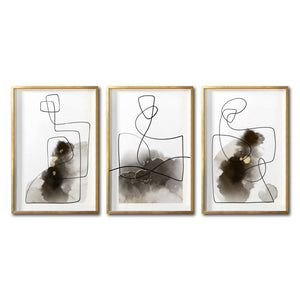 Set Cuadros Decorativos Abstracto Negro Arena 010 para Sala