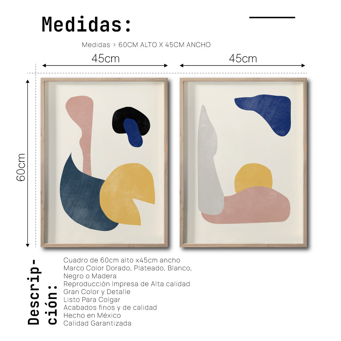 Set Cuadros Decorativos Abstract Colors 011 - Para Comedor