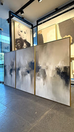 Cargar imagen en el visor de la galería, Set Cuadros Decorativos Abstracto Negro Arena 2 - 201 - Triptico Estilo Nordico Arte Moderno en Tonos Neutros
