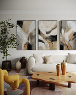 Cargar imagen en el visor de la galería, Set Cuadros Decorativos Abstracto Negro Arena 2 - 206 - Triptico Minimalista Arte Moderno y Elegante Estilo Nordico en Tonos Neutros
