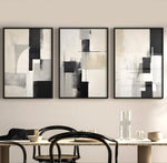 Cargar imagen en el visor de la galería, Set Cuadros Decorativos Abstracto Negro Arena 2-227 - Triptico Moderno y Elegante Arte Minimalista Estilo Nordico en Tonos Neutros
