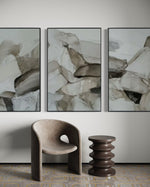 Cargar imagen en el visor de la galería, Set Cuadros Decorativos Abstracto Negro Arena 2 - 202 - Triptico Minimalista Estilo Boho Arte Nordico en Tonos Neutros
