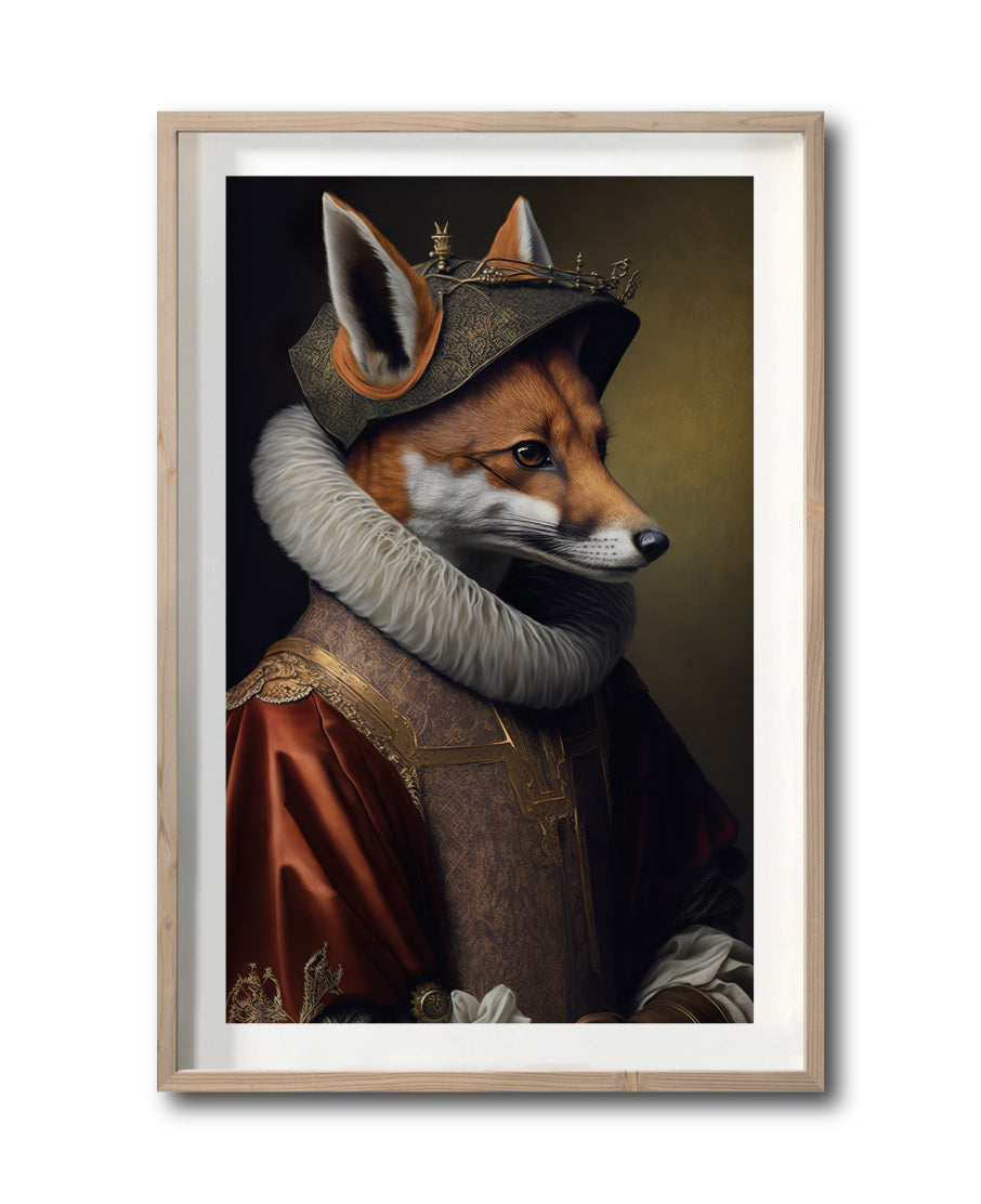 Cuadro Decorativo Animales Época 011 - Caballero Zorro Vintage