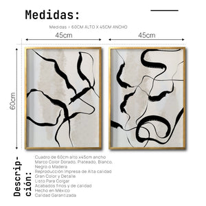 Set Cuadros Decorativos Abstracto Negro Arena 011 para Recámara