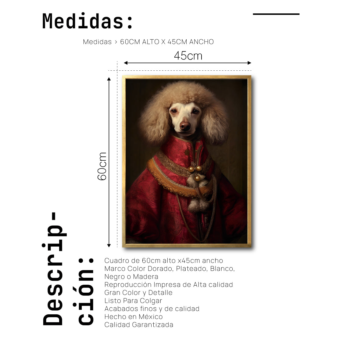 Cuadro Decorativo Perros Epoca 011 - Poodle Aristócrata