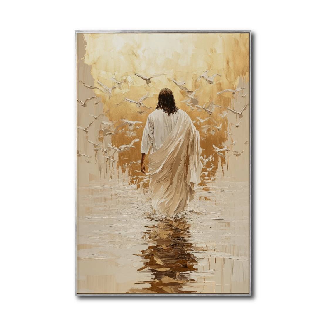 Cuadro Decorativo - Religión 011 - Arte Bíblico Abstracto, Jesús caminando sobre agua.