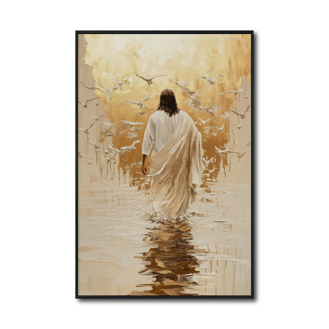 Cuadro Decorativo - Religión 011 - Arte Bíblico Abstracto, Jesús caminando sobre agua.