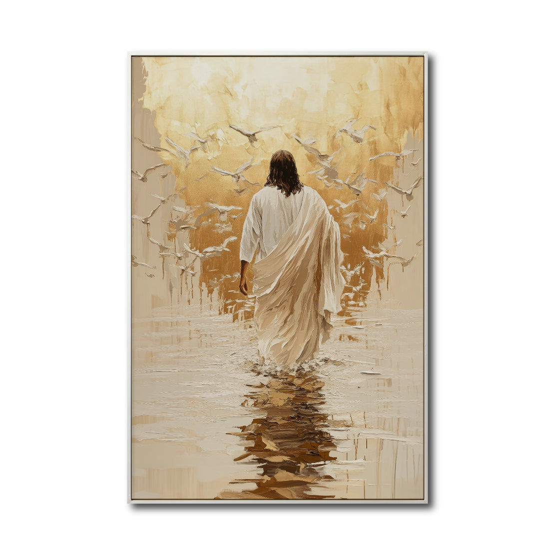 Cuadro Decorativo - Religión 011 - Arte Bíblico Abstracto, Jesús caminando sobre agua.