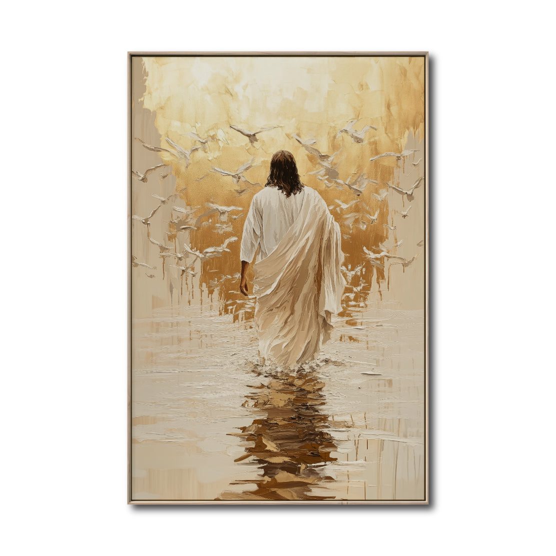 Cuadro Decorativo - Religión 011 - Arte Bíblico Abstracto, Jesús caminando sobre agua.