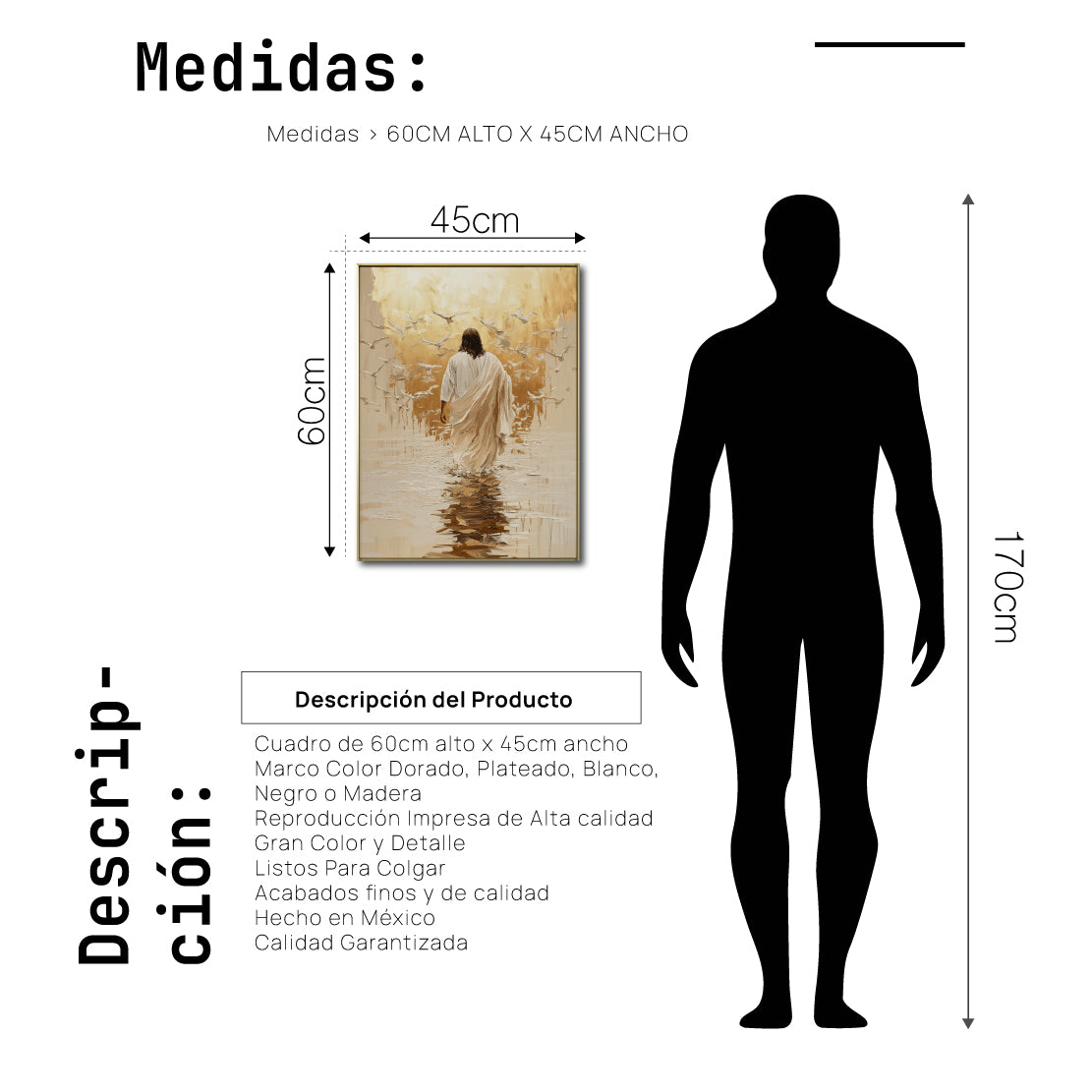Cuadro Decorativo - Religión 011 - Arte Bíblico Abstracto, Jesús caminando sobre agua.