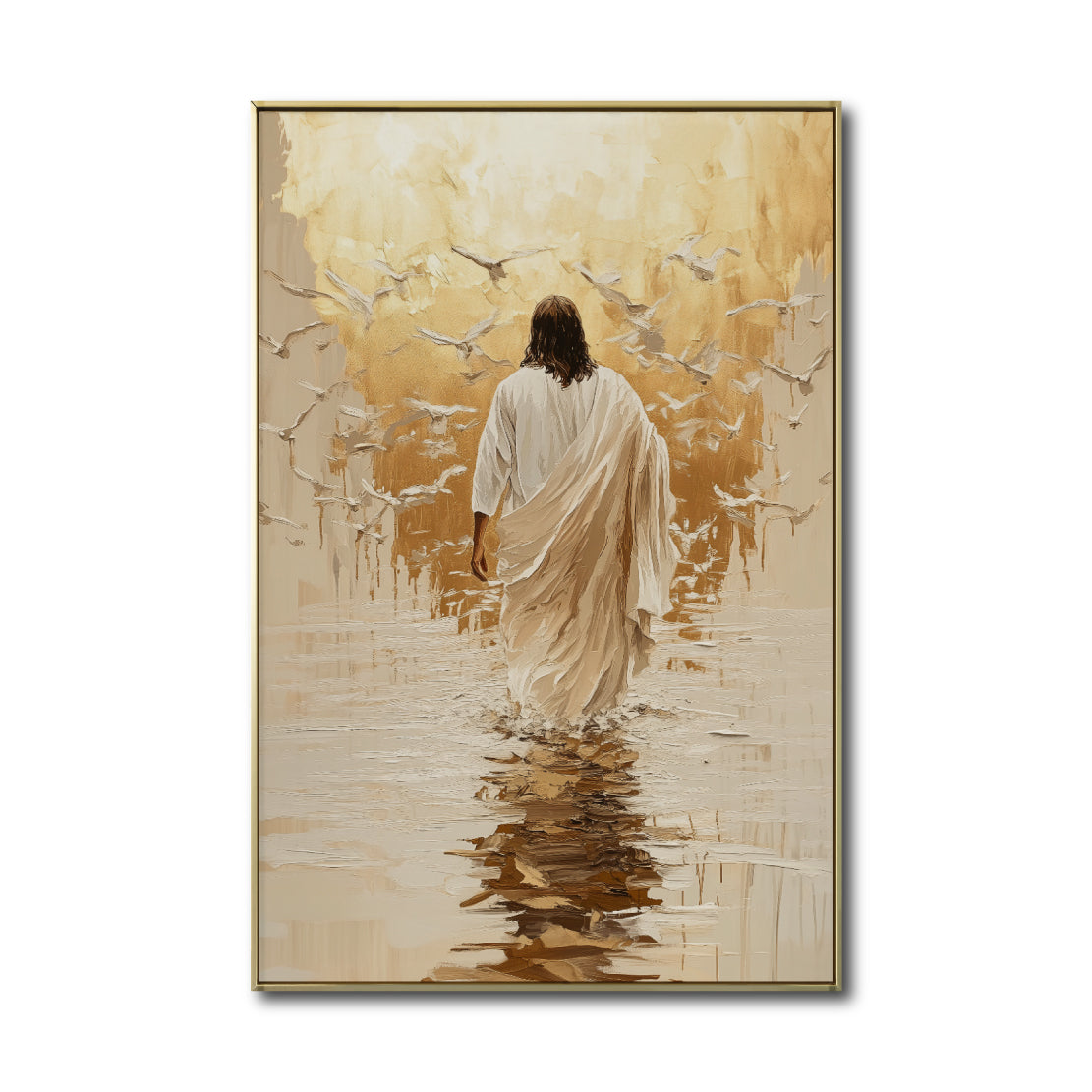 Cuadro Decorativo - Religión 011 - Arte Bíblico Abstracto, Jesús caminando sobre agua.