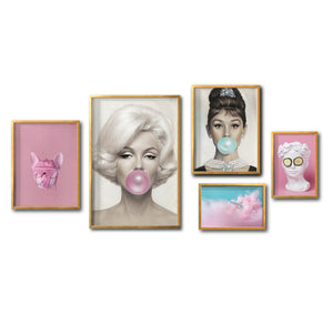 Set Cuadros Decorativos Bubble Gum 012 Marilyn, Audrey Pink