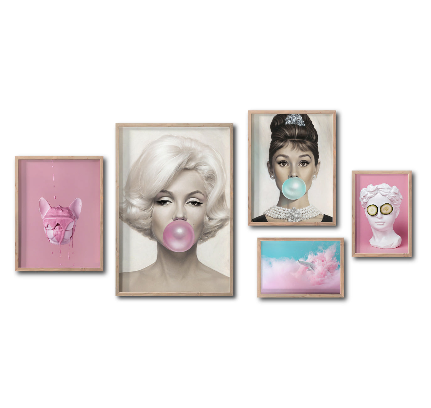 Set Cuadros Decorativos Bubble Gum 012 Marilyn, Audrey Pink