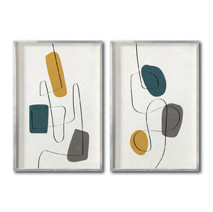 Set Cuadros Decorativos Abstract Colors 012 - Arte abstracto en Amarillo y Gris