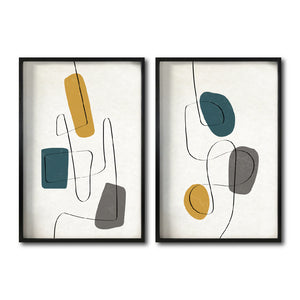 Set Cuadros Decorativos Abstract Colors 012 - Arte abstracto en Amarillo y Gris