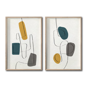 Set Cuadros Decorativos Abstract Colors 012 - Arte abstracto en Amarillo y Gris