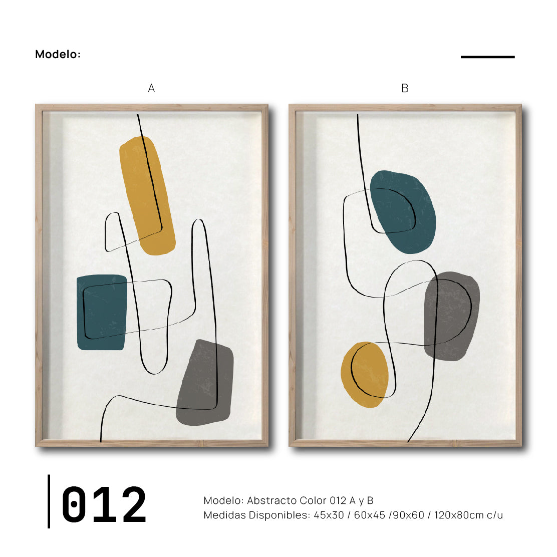 Set 2 Cuadros Decorativos Abstract Colors 012 - Para Sala