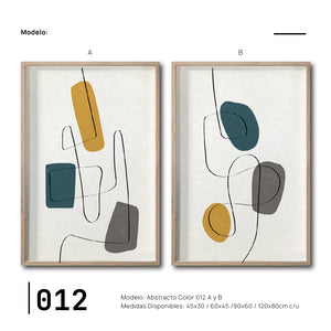 Set 2 Cuadros Decorativos Abstract Colors 012 - Para Sala