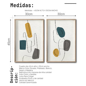 Set Cuadros Decorativos Abstract Colors 012 - Arte abstracto en Amarillo y Gris