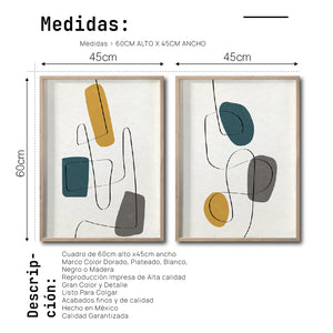 Set Cuadros Decorativos Abstract Colors 012 - Arte abstracto en Amarillo y Gris