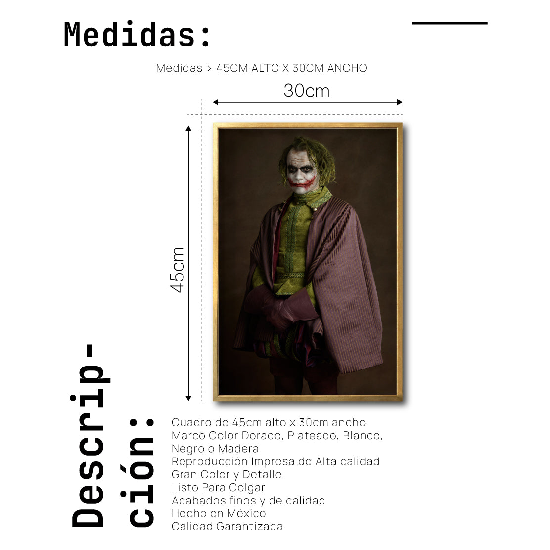 Cuadro Decorativo Personajes Época 012 Superhéroes Joker Guasón