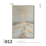 Cargar imagen en el visor de la galería, Cuadro Decorativo - Religión 012 - Arte Cristiano Abstracto, La Santa Cruz, Dorado y Beige.
