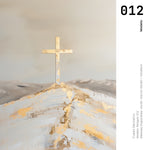 Cargar imagen en el visor de la galería, Cuadro Decorativo - Religión 012 - Arte Cristiano Abstracto, La Santa Cruz, Dorado y Beige.
