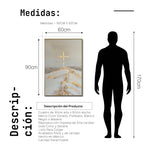 Cargar imagen en el visor de la galería, Cuadro Decorativo - Religión 012 - Arte Cristiano Abstracto, La Santa Cruz, Dorado y Beige.
