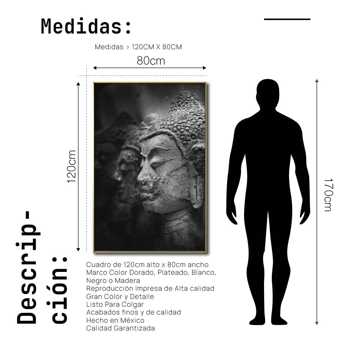 Cuadro Decorativo - Zen 012 - Buda en Meditación - Estatuas