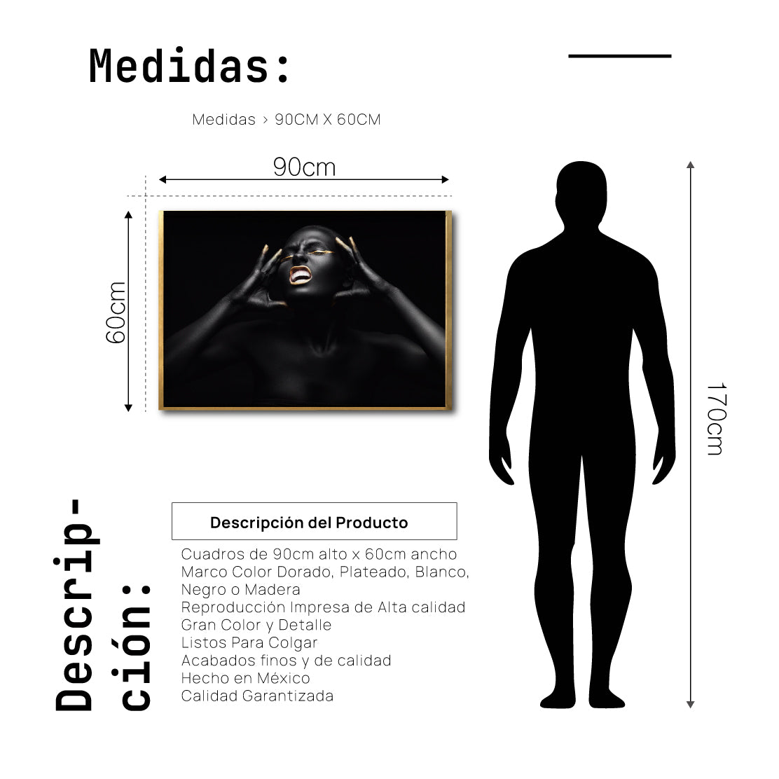 Cuadro Decorativo Black Woman 013 - Mujer Negra Africana con Dorado