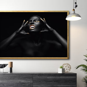 Cuadro Decorativo Black Woman 013 - Mujer Negra Africana con Dorado