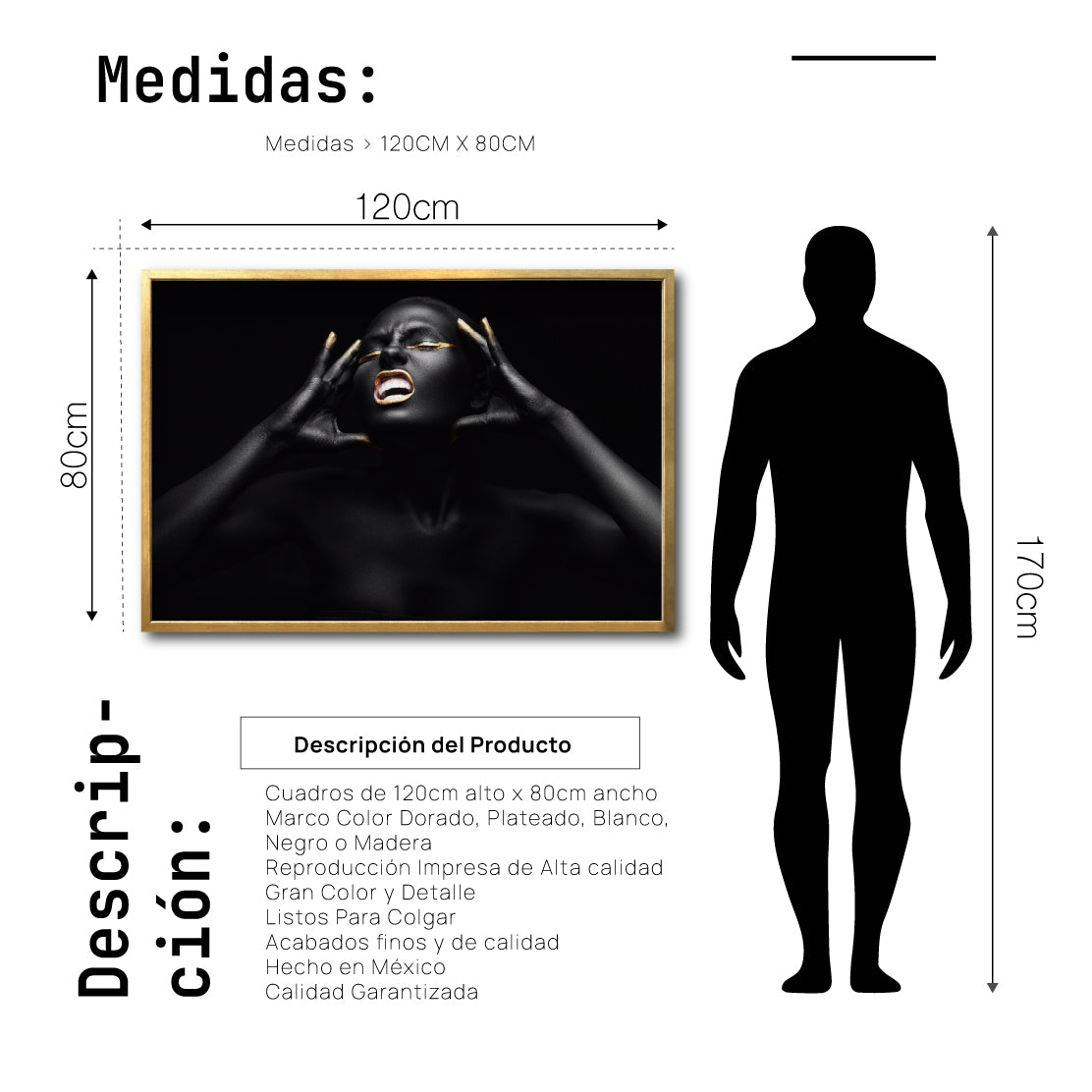 Cuadro Decorativo Black Woman 013 - Mujer Negra Africana con Dorado