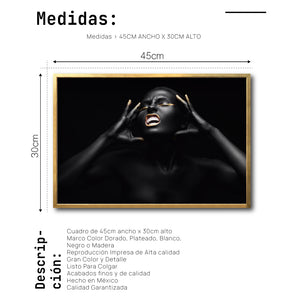Cuadro Decorativo Black Woman 013 - Mujer Negra Africana con Dorado