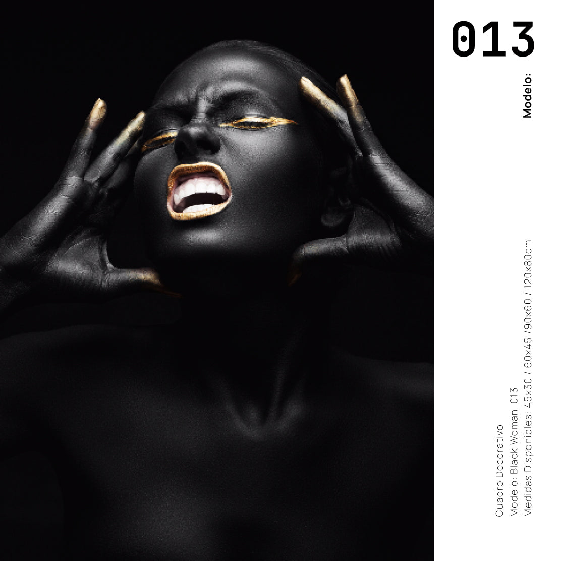 Cuadro Decorativo Black Woman 013 - Mujer Negra Africana con Dorado