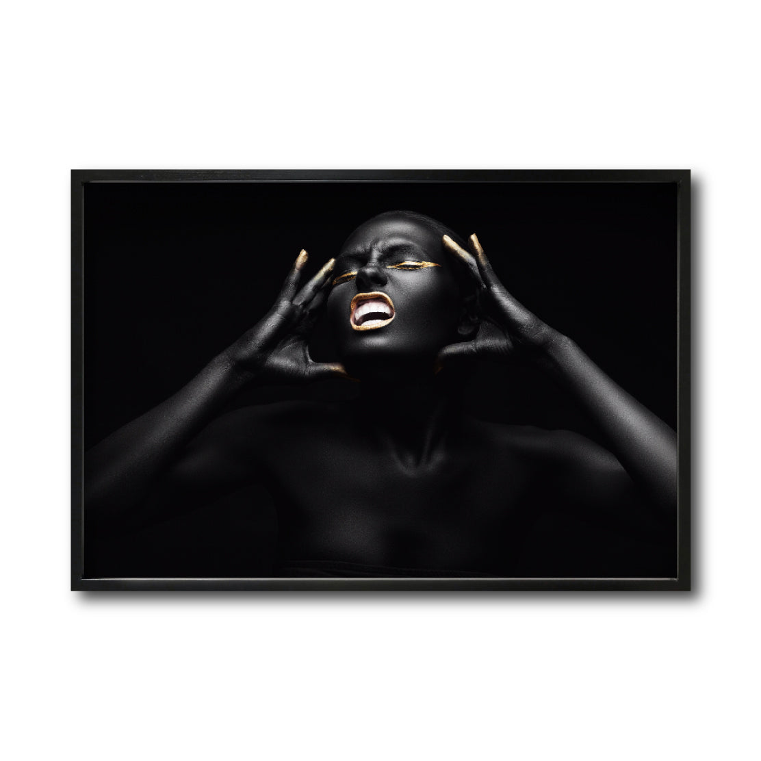 Cuadro Decorativo Black Woman 013 - Mujer Negra Africana con Dorado