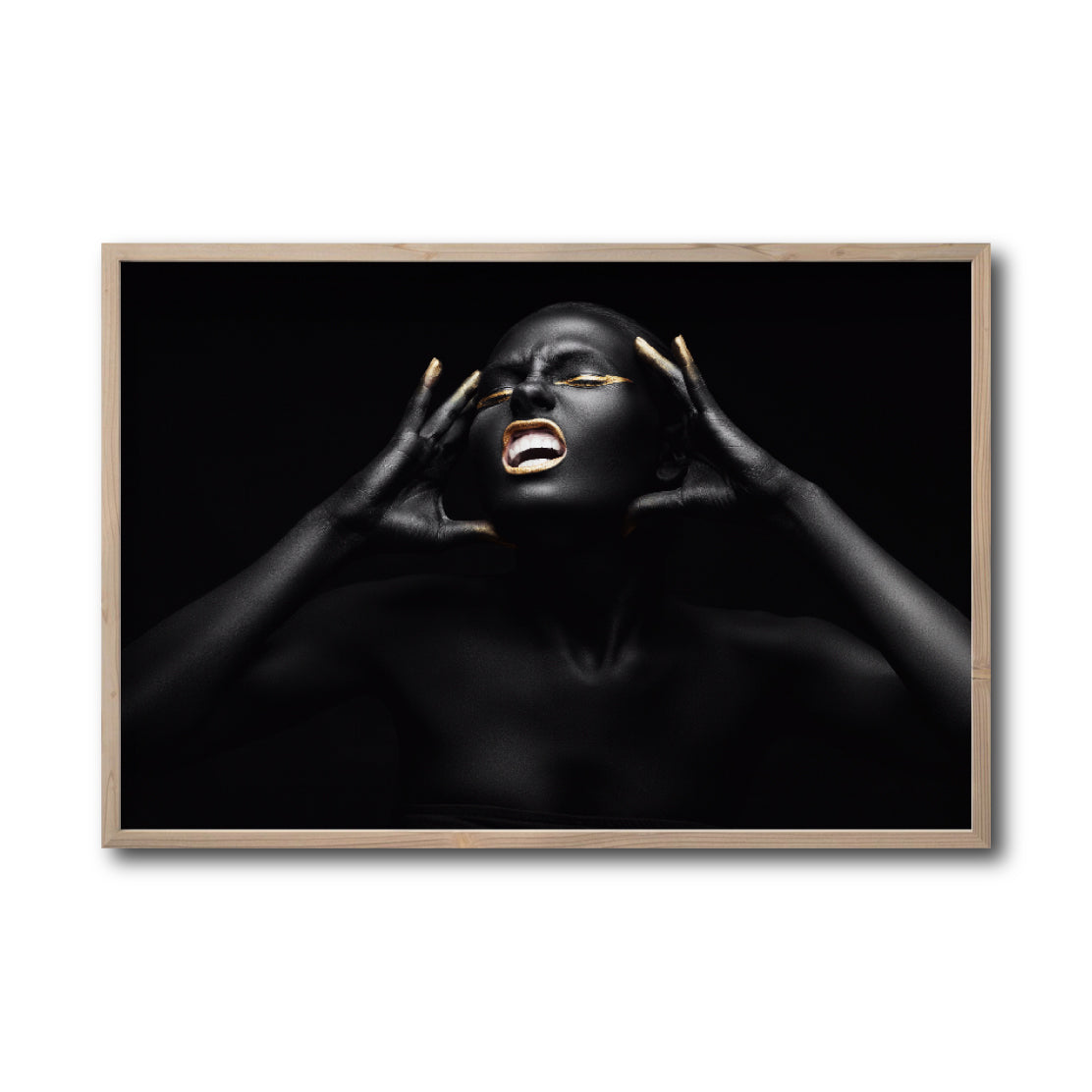 Cuadro Decorativo Black Woman 013 - Mujer Negra Africana con Dorado