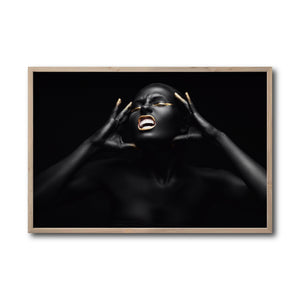 Cuadro Decorativo Black Woman 013 - Mujer Negra Africana con Dorado
