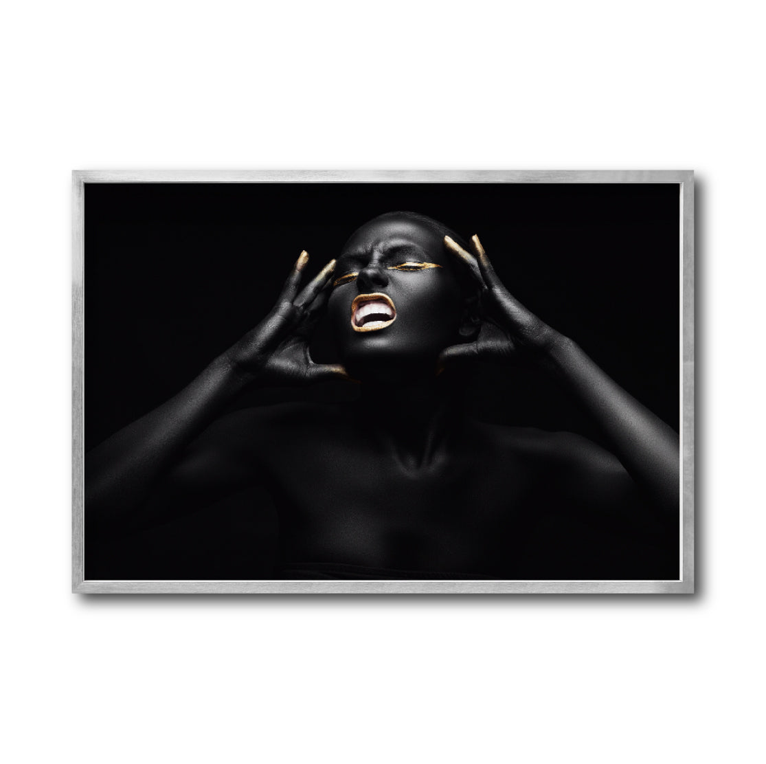 Cuadro Decorativo Black Woman 013 - Mujer Negra Africana con Dorado
